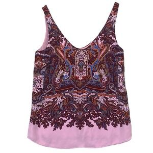J.Crew Silk Paisley Cate Cami Top Womens 0 Lilac Boho Chic Eclectic Retro Ornate